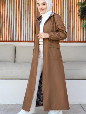 Mevsimlik Cepli Kap Trençkot Taba