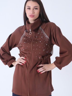 Kahve Taş İşlemeli Ceket