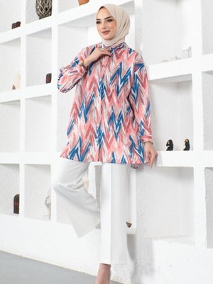 Desenli Gömlek Pembe
