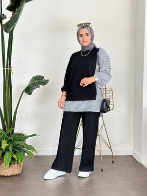 Line Gömlekli İkili Takım Siyah Line Gömlekli İkili Takım Siyah