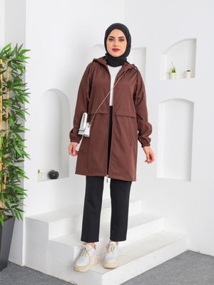 Kahve Spor Kapişonlu Trenç Kahve Spor Kapişonlu Trenç