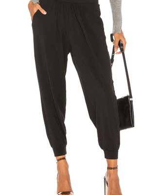 Siyah Belden Lastikli Yarım Şalvar