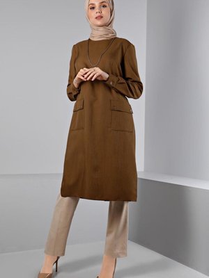 Cepli Yanları Yırtmaçlı Tunik