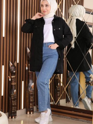 Taş Detaylı Pantolon Açık Kot Taş Detaylı Pantolon Açık Kot