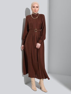 Kapuçino Kemer Detaylı Elbise