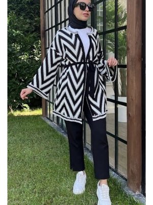 Zikzak Desenli Triko Hırka