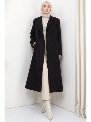 Siyah Kuşaklı Kaşe Kaban Siyah Kuşaklı Kaşe Kaban