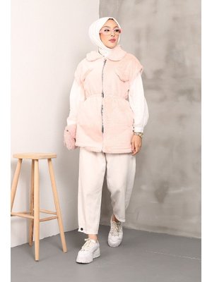 Pudra Peluş Yelek Pudra Peluş Yelek