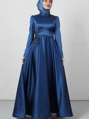 Etek Ucu Tarlatanlı Abiye Elbise Gece Mavi Etek Ucu Tarlatanlı Abiye Elbise Gece Mavi