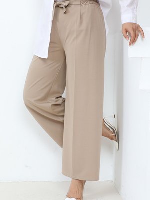 Meva Kemerli Bol Paça Pantolon Taş