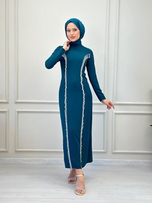 İncili Elbise Petrol İncili Elbise Petrol