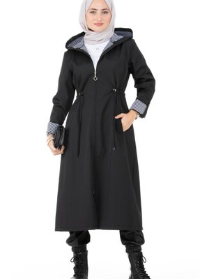 Içi Çizgili Trençkot Siyah Içi Çizgili Trençkot Siyah