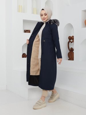 Içi Tam Kürklü Su Ve Rüzgar Geçirmez Büyük Beden Mont