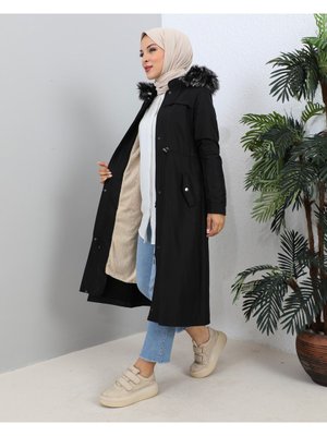 Kmkbin Su İtici Kışlık İçi Kürklü Battal Beden Tesettür Mont Kaban