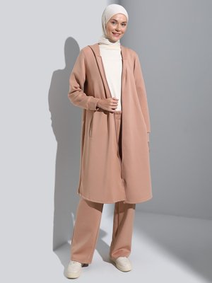 Bej Scuba Kapüşonlu Kap & Pantolon Spor Takım