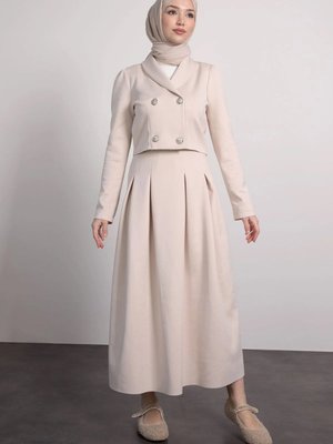 Eteği Pileli Ceketli Takım