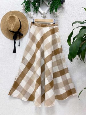 Ekose Detaylı Kaşe Etek