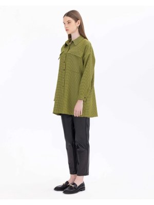 Kazayağı Desenli Cep Detaylı Gmlek Günlük Gömlek #23 10#