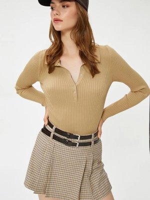 Deve Tüyü Polo Yaka Ribanalı Camel Sweatshirt Deve Tüyü Polo Yaka Ribanalı Camel Sweatshirt