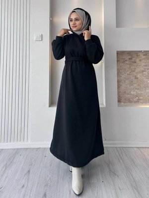 İplik Kapüşonlu Elbise