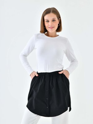 Siyah Cepli İçlik Gömlek Görünümlü Etek