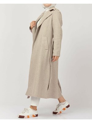 Taş Kemerli Yünlü Astarsız Kaşe Kaban