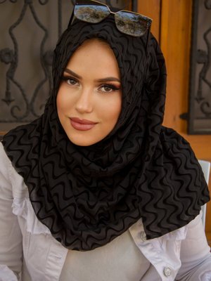 Siyah Desenli Double Şal