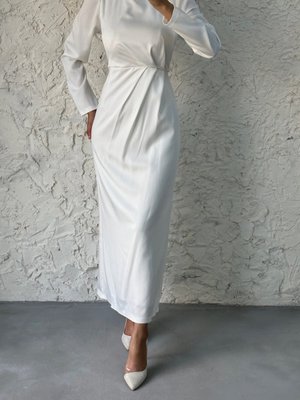 Omuzu Boncuk Detaylı Abiye Elbise Beyaz Omuzu Boncuk Detaylı Abiye Elbise Beyaz