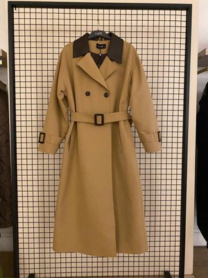 Trend Trençkot Deri Yaka Detaylı Trençkot 23/24 Sonbahar Kış Yeni Sezon Modaayka