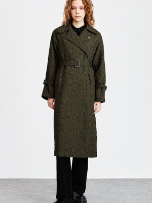 İnce Kapitone Trençkot Haki