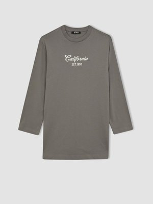 Regular Fit Bisiklet Yaka Baskılı Penye Uzun Kollu Tunik