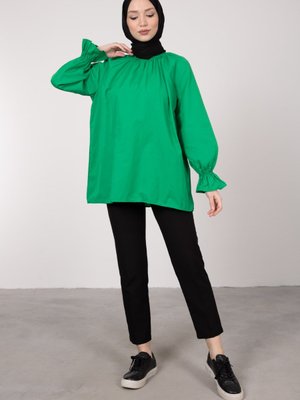 Oversize Kesim Manşet Detaylı Tunik Çim Yeşili Oversize Kesim Manşet Detaylı Tunik Çim Yeşili
