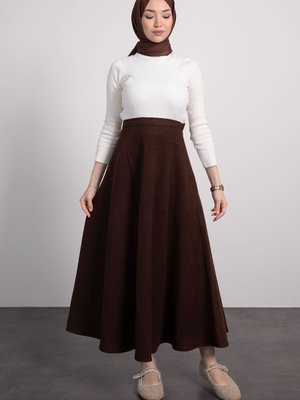 Kaşe Kumaş Etek Kahverengi