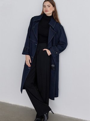 Lacivert Safari Süet Trençkot