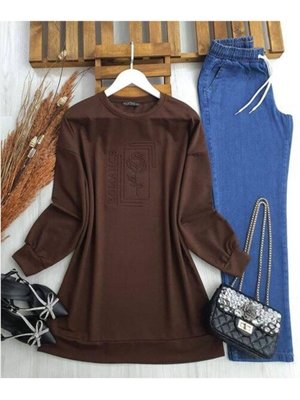 Gül Kabartma Baskılı Tunik