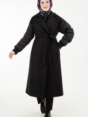 Trend Kolları Su Geçirmez Kumaş Kaşe Kaban 23/24 Sonbahar Kış Yeni Sezon