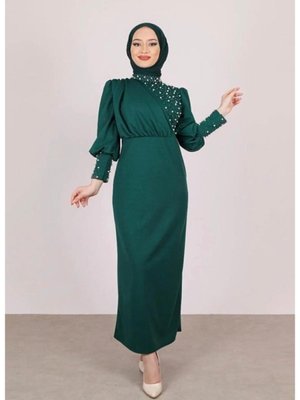 İnci Detaylı Özel Gün Elbisesi