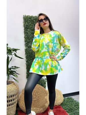 Desenli Beli Büzgülü Sweat