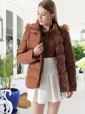 Taba Gizli Cepli Kapüşonlu Şişme Mont Taba Gizli Cepli Kapüşonlu Şişme Mont