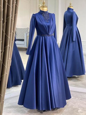 Lacivert Nil Abiye Elbise Lacivert Nil Abiye Elbise