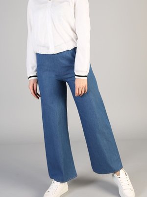 Mavi Lastikli Bol Pantolon