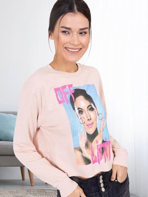 Pudra Baskı Detay Sweatshirt Pudra Baskı Detay Sweatshirt