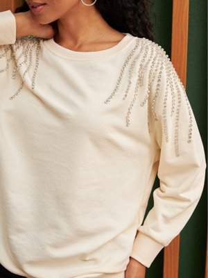 Üçiplik Taşlı Sweatshirt