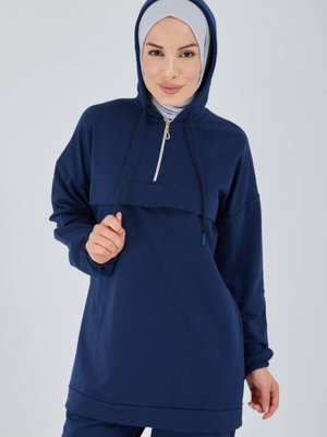 Önden Yarım Fermuarlı Eşofman Takımı Lacivert Önden Yarım Fermuarlı Eşofman Takımı Lacivert