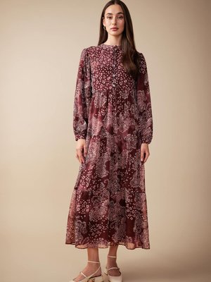 Baskılı Şifon Uzun Kollu Elbise