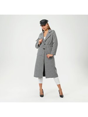 Kazayağı Desenli Uzun Kaban