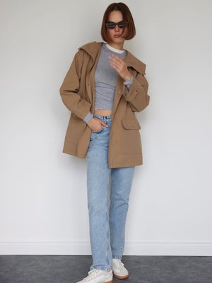 Camel Josefine Kapüşonlu Midi Trençkot