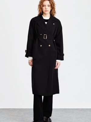 Kuşaklı Trençkot Siyah