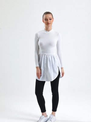 Yanları Açık Gömlek Etek Beyaz