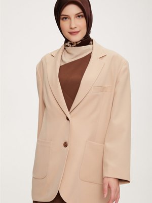 Kontrast Astarlı Ceket Koyubej Kontrast Astarlı Ceket Koyubej